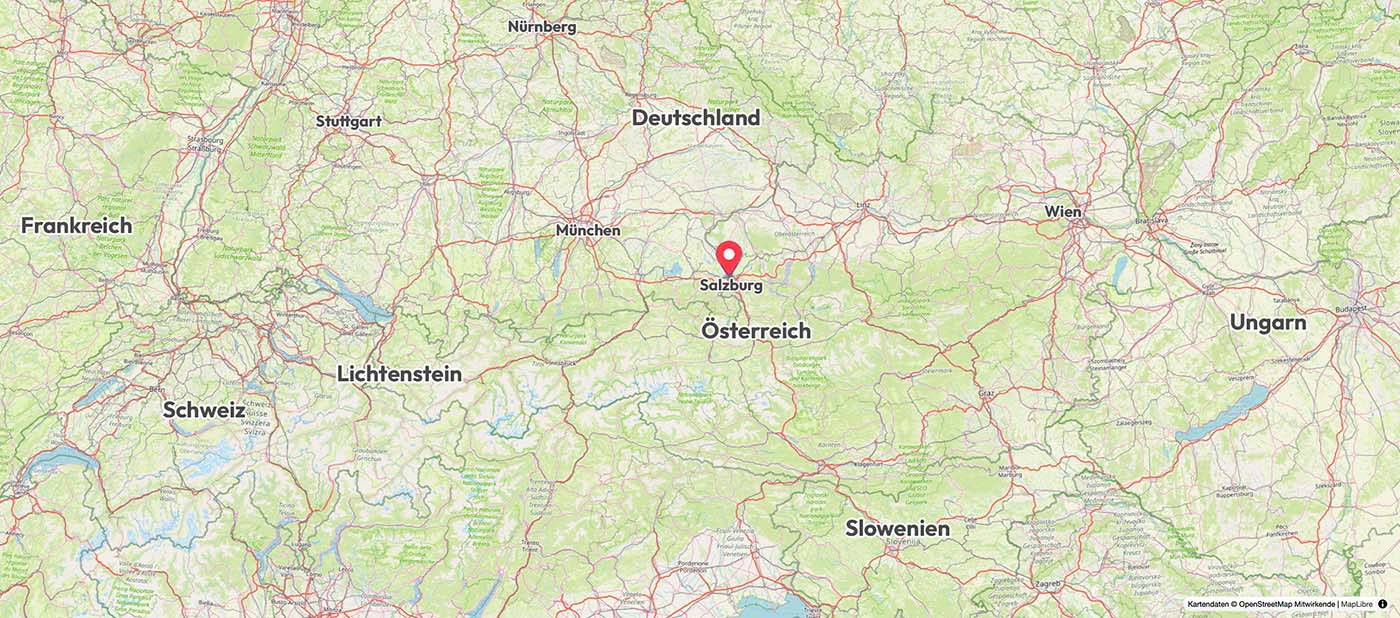 Bild einer Landkarte auf der Freilassing rot markiert ist.